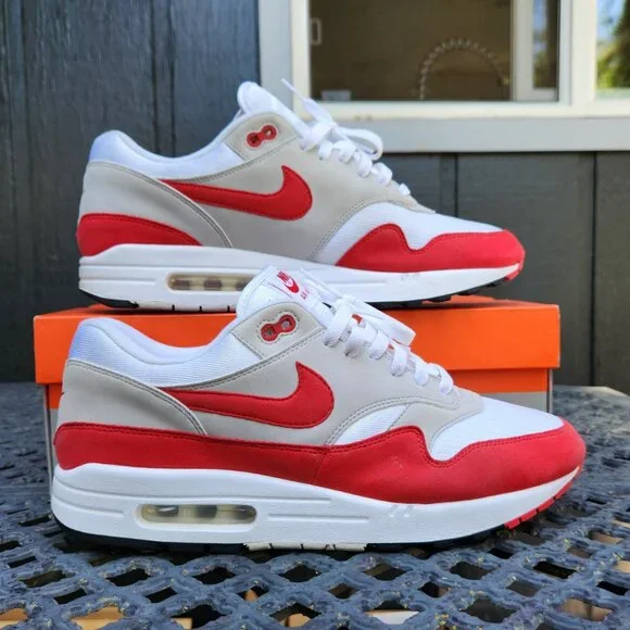 ❤️️SOLD!!!❤️ 1st Release 908375-100 Nike Air Max 1 OG Anniversary 'Red' - Picture 5 of 16